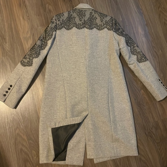 Jason Wu wool knee length jacket with lace and leather detail- worn once. - Picture 3 of 3